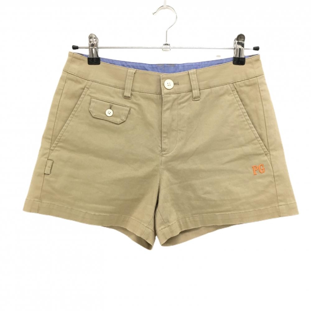 パーリーゲイツ ショートパンツ ベージュ ストレッチ ヒップロゴ刺しゅう レディース 0(S) ゴルフウェア PEARLY GATES