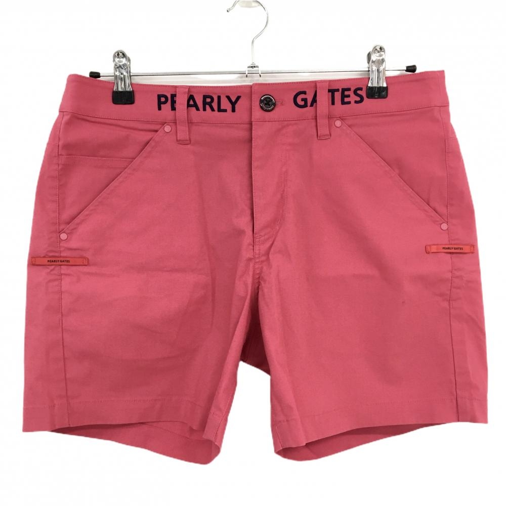 パーリーゲイツ ショートパンツ ピンク×ネイビー ウエストロゴ刺しゅう  レディース 2(L) ゴルフウェア PEARLY GATES