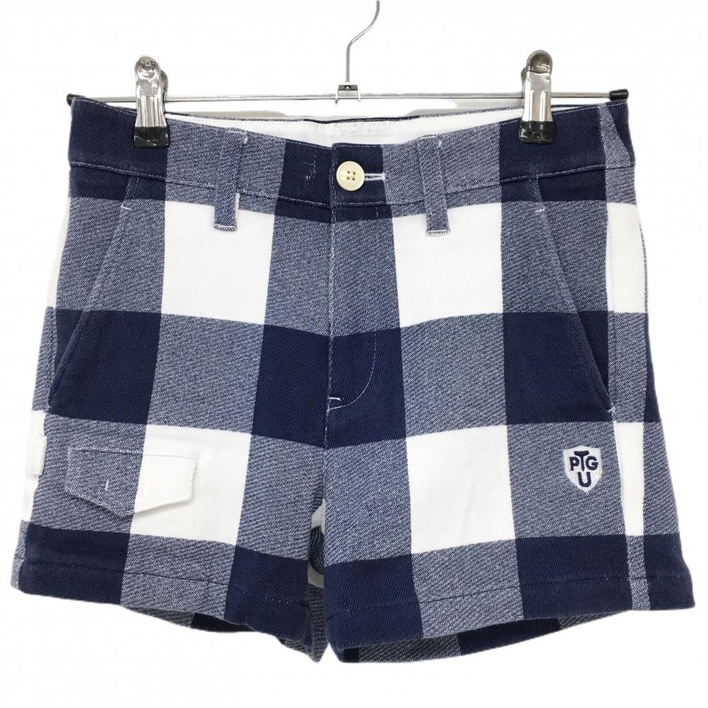 パーリーゲイツ ショートパンツ 白×ブルー ブロックチェック ストレッチ レディース 00(XS) ゴルフウェア PEARLY GATES
