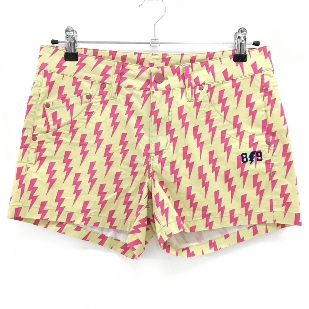【新品】パーリーゲイツ ショートパンツ ベージュ×ピンク 稲妻総柄 ストレッチ レディース 1(M) ゴルフウェア PEARLY GATES
