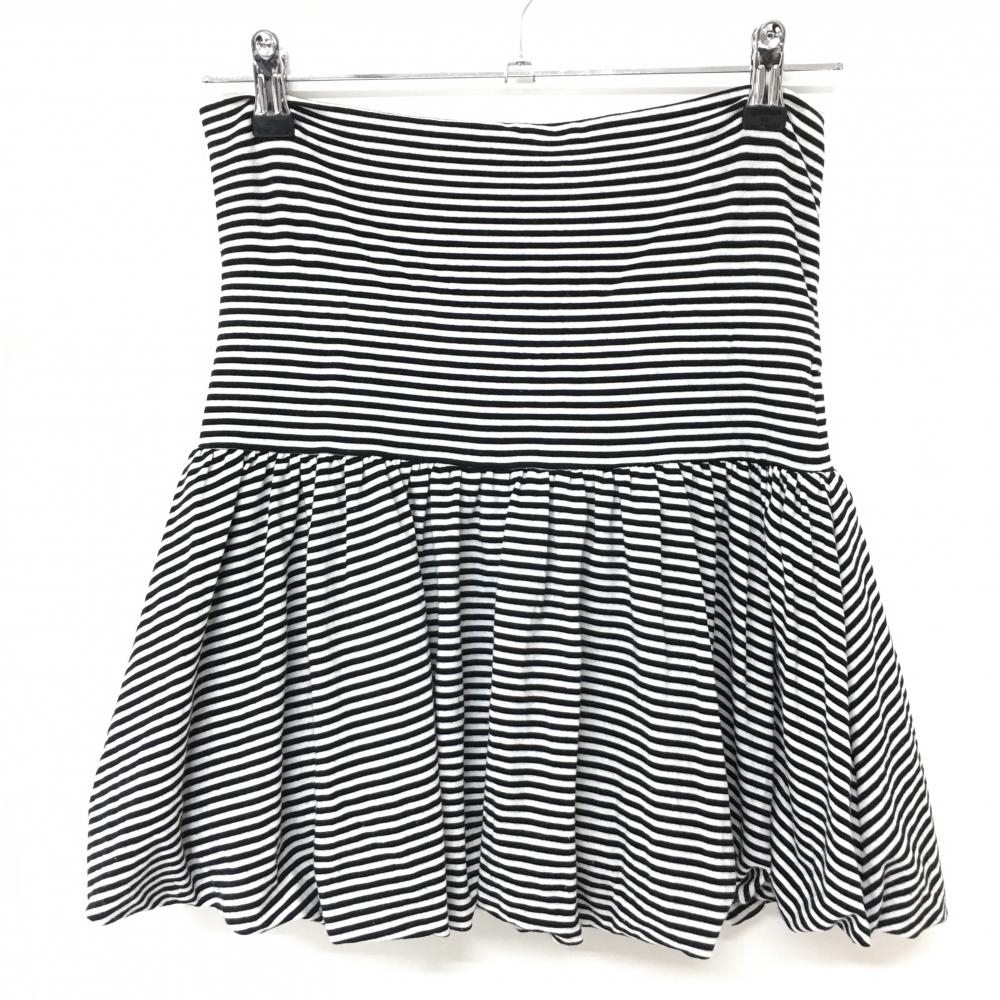 【超美品】パーリーゲイツ バルーンスカート 黒×白 ストライプ 内側インナーパンツ レディース 1(M) ゴルフウェア PEARLY GATES