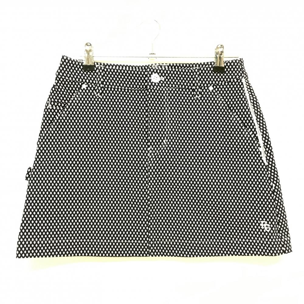 【超美品】パーリーゲイツ スカート 黒×白 チェック ダイヤ柄 レディース 1(M) ゴルフウェア 2021年モデル PEARLY GATES