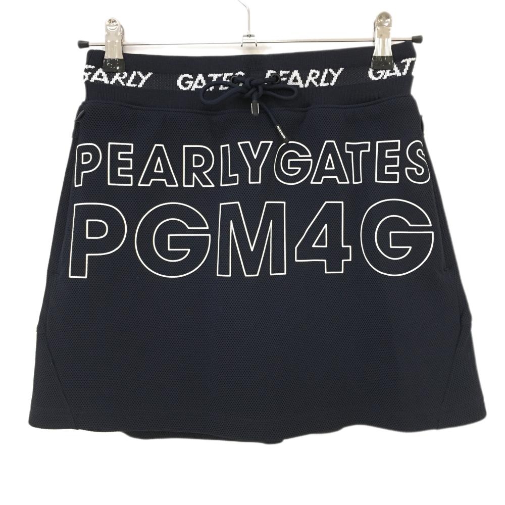 【超美品】パーリーゲイツ メッシュスカート ネイビー×白 ウエストゴム  レディース 00(XS) ゴルフウェア 2022年モデル PEARLY GATES