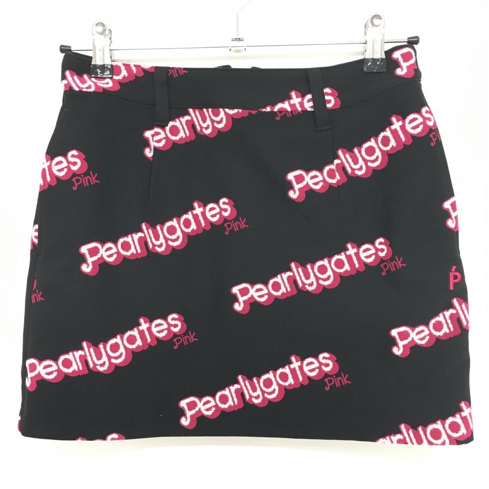 【超美品】パーリーゲイツ スカート 黒×ピンク ロゴ柄 レディース 0(S) ゴルフウェア 2023年モデル PEARLY GATES