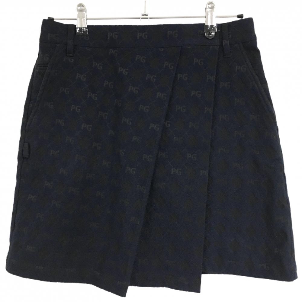 【美品】パーリーゲイツ スカート ネイビー ロゴ地模様 表微起毛  レディース 1(M) ゴルフウェア PEARLY GATES