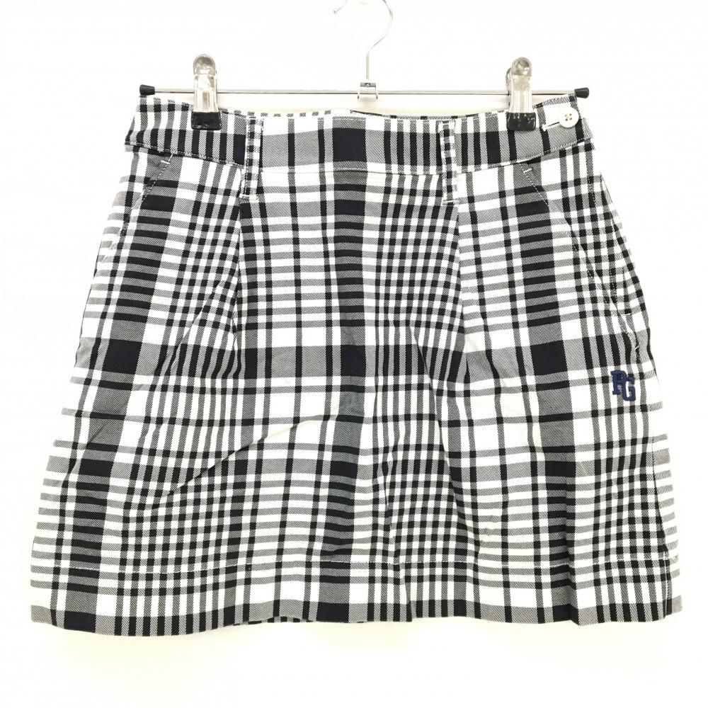 【美品】パーリーゲイツ スカート 白×黒 チェック ストレッチ レディース 00(XS) ゴルフウェア PEARLY GATES