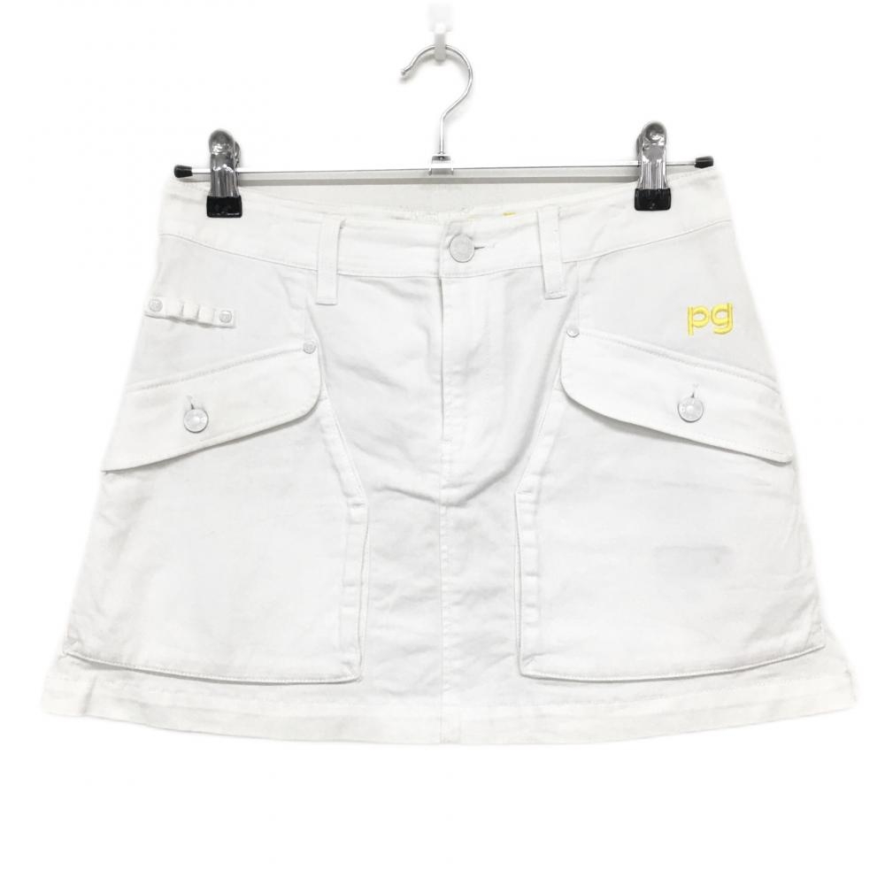 パーリーゲイツ スカート 白×イエロー レモン ティー装着可  レディース 0(S) ゴルフウェア PEARLY GATES