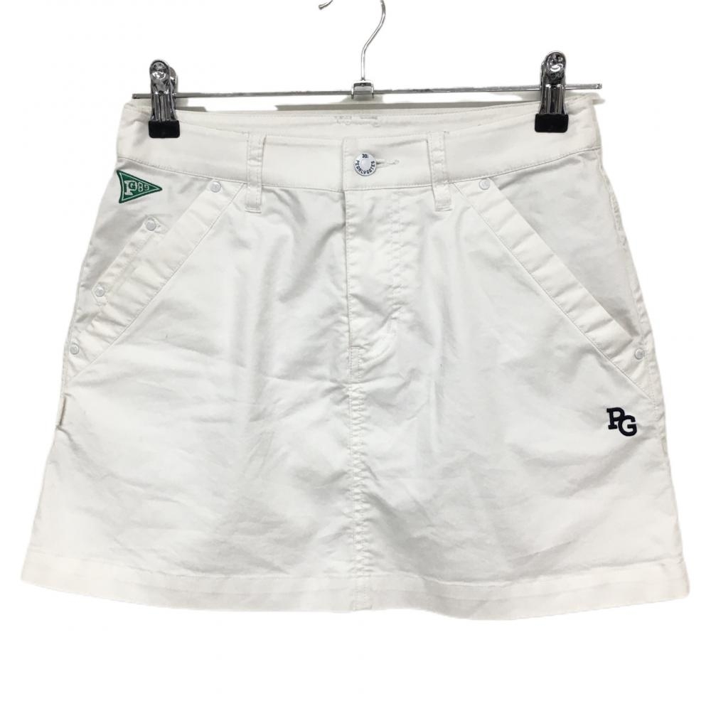 パーリーゲイツ スカート 白 30周年 ベルト部ロゴ刺しゅう  レディース 0(S) ゴルフウェア PEARLY GATES