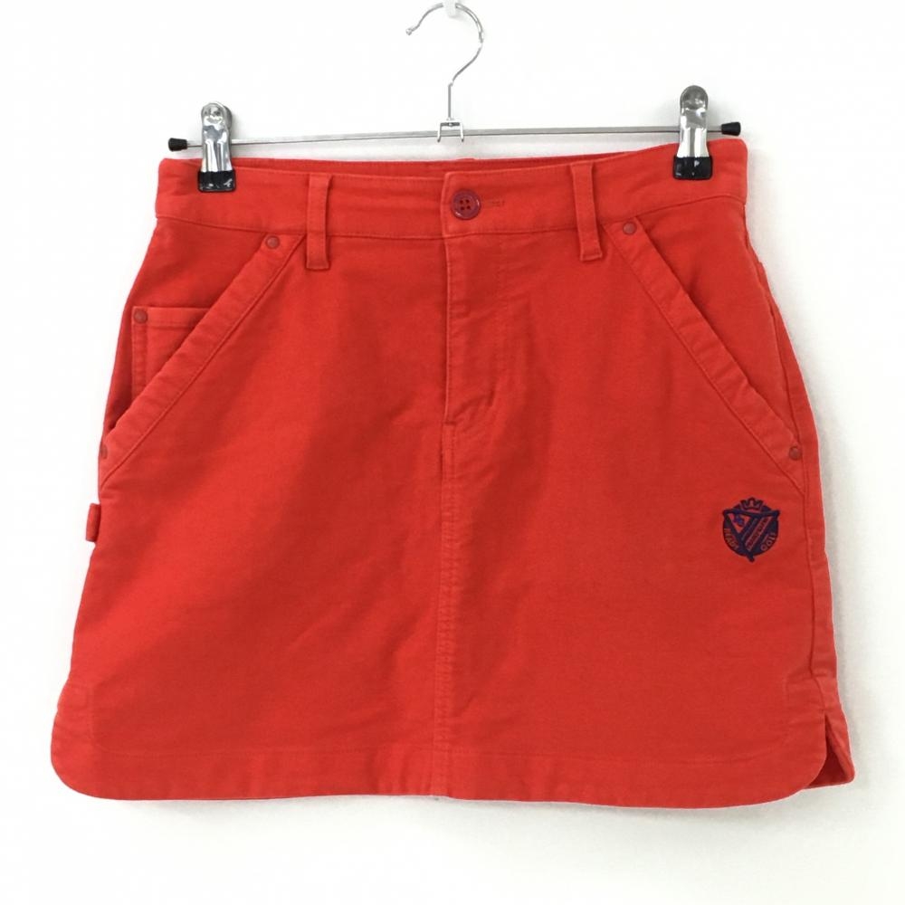 【美品】パーリーゲイツ スカート レッド×ネイビー 30周年 裏地ニコちゃん 後ろビッグロゴ  レディース 0(S) ゴルフウェア PEARLY GATES