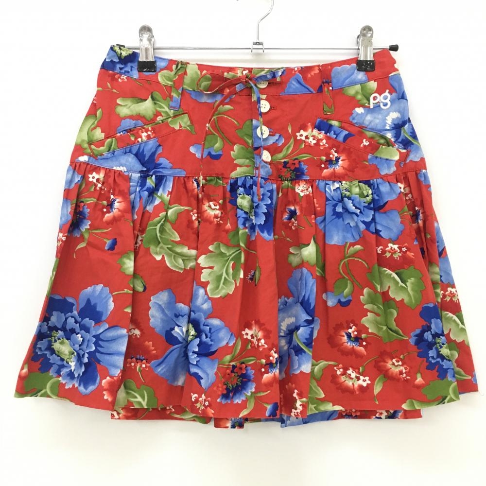 【超美品】パーリーゲイツ スカート レッド×ブルー 花柄  レディース 0(S) ゴルフウェア PEARLY GATES