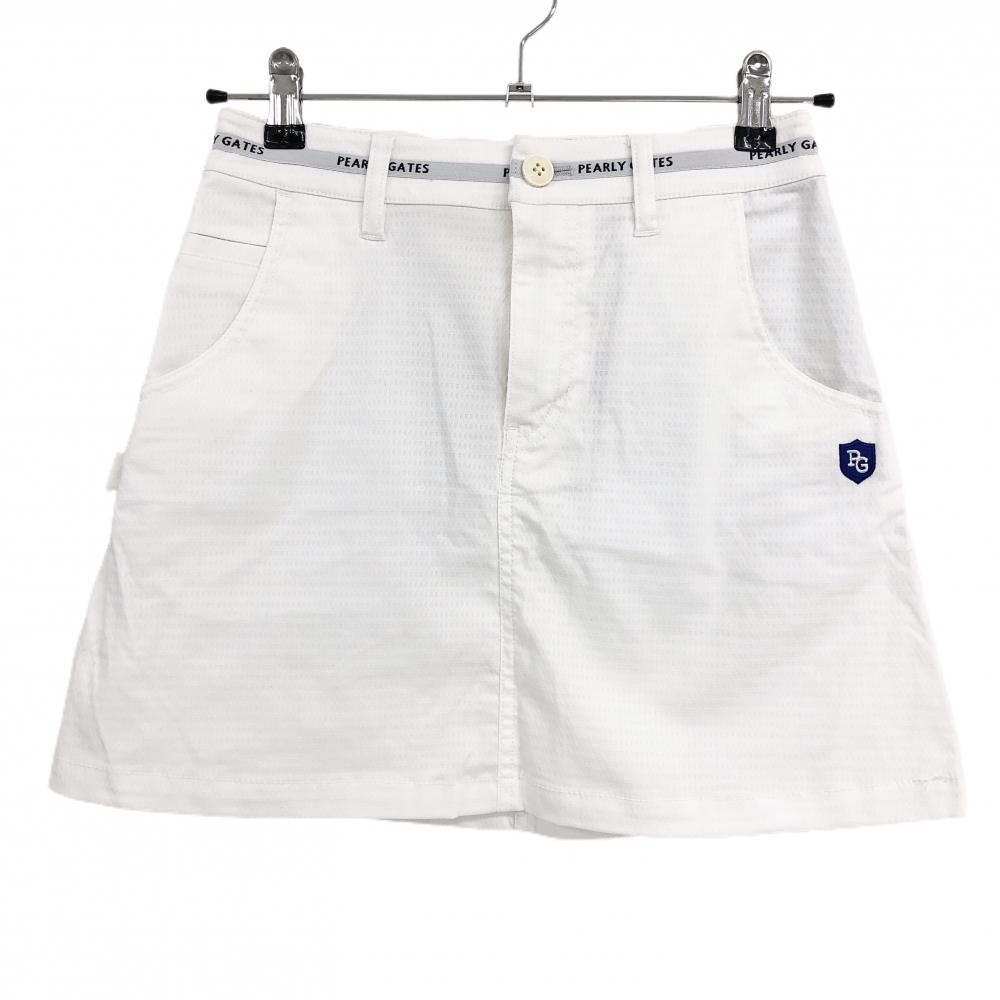 パーリーゲイツ スカート 白×グレー ベルト部ロゴライン 織生地 レディース 00(XS) ゴルフウェア PEARLY GATES