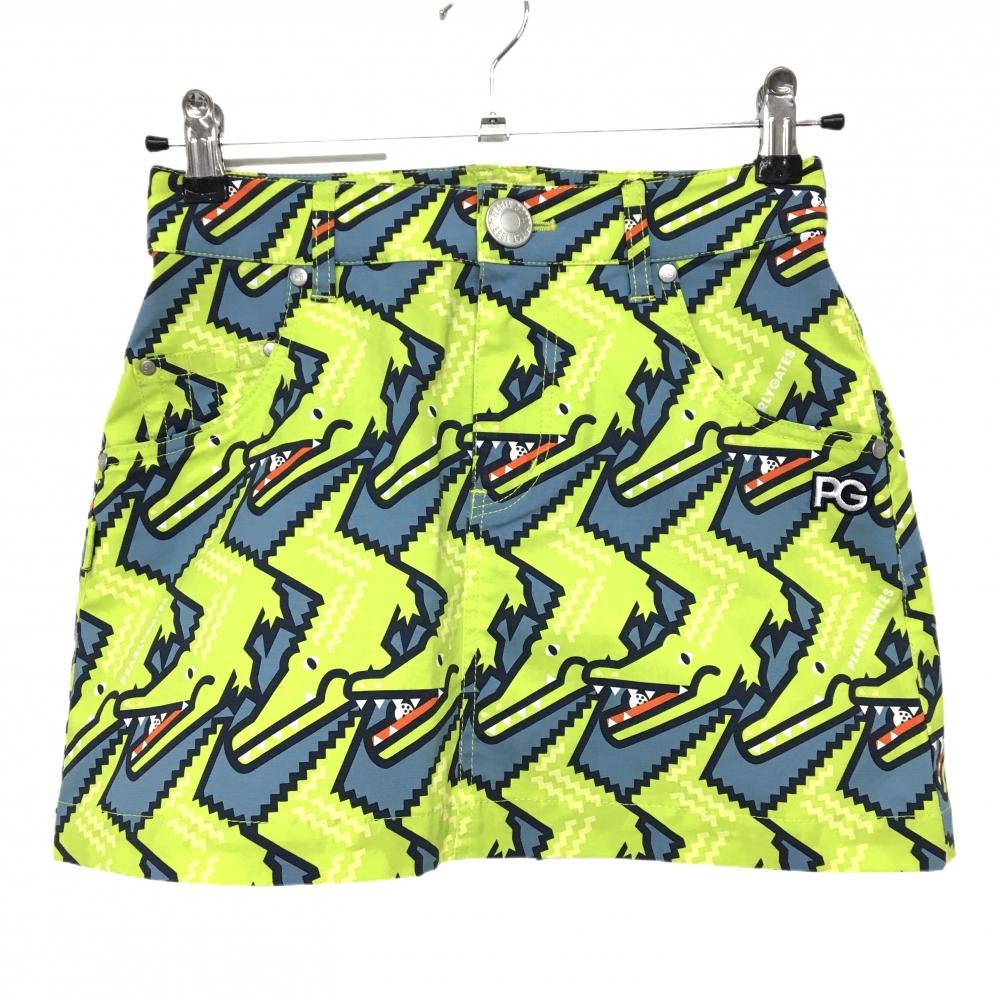 【新品】パーリーゲイツ スカート ライトグリーン×ブルー系 ワニ柄 レディース 00(XS) ゴルフウェア PEARLY GATES