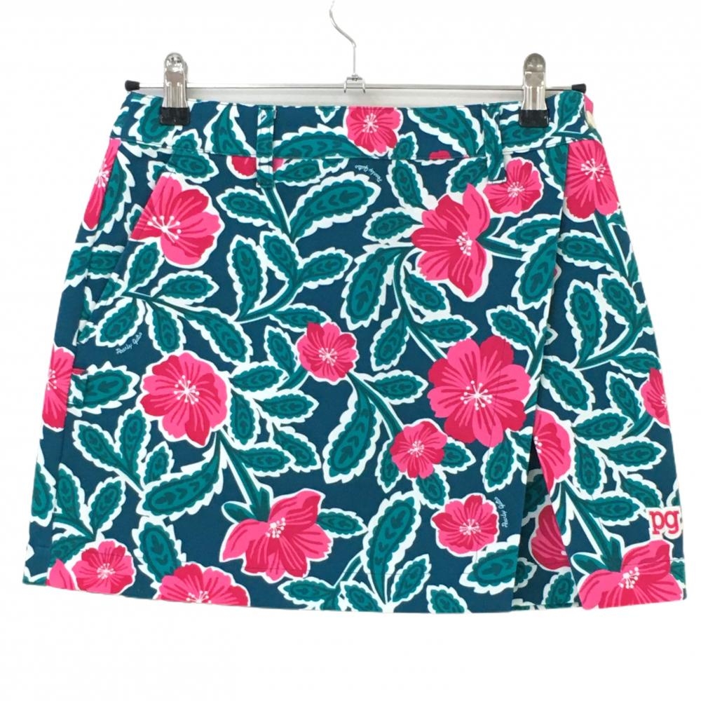 【超美品】パーリーゲイツ スカート グリーン×ピンク 花柄  レディース 0(S) ゴルフウェア PEARLY GATES