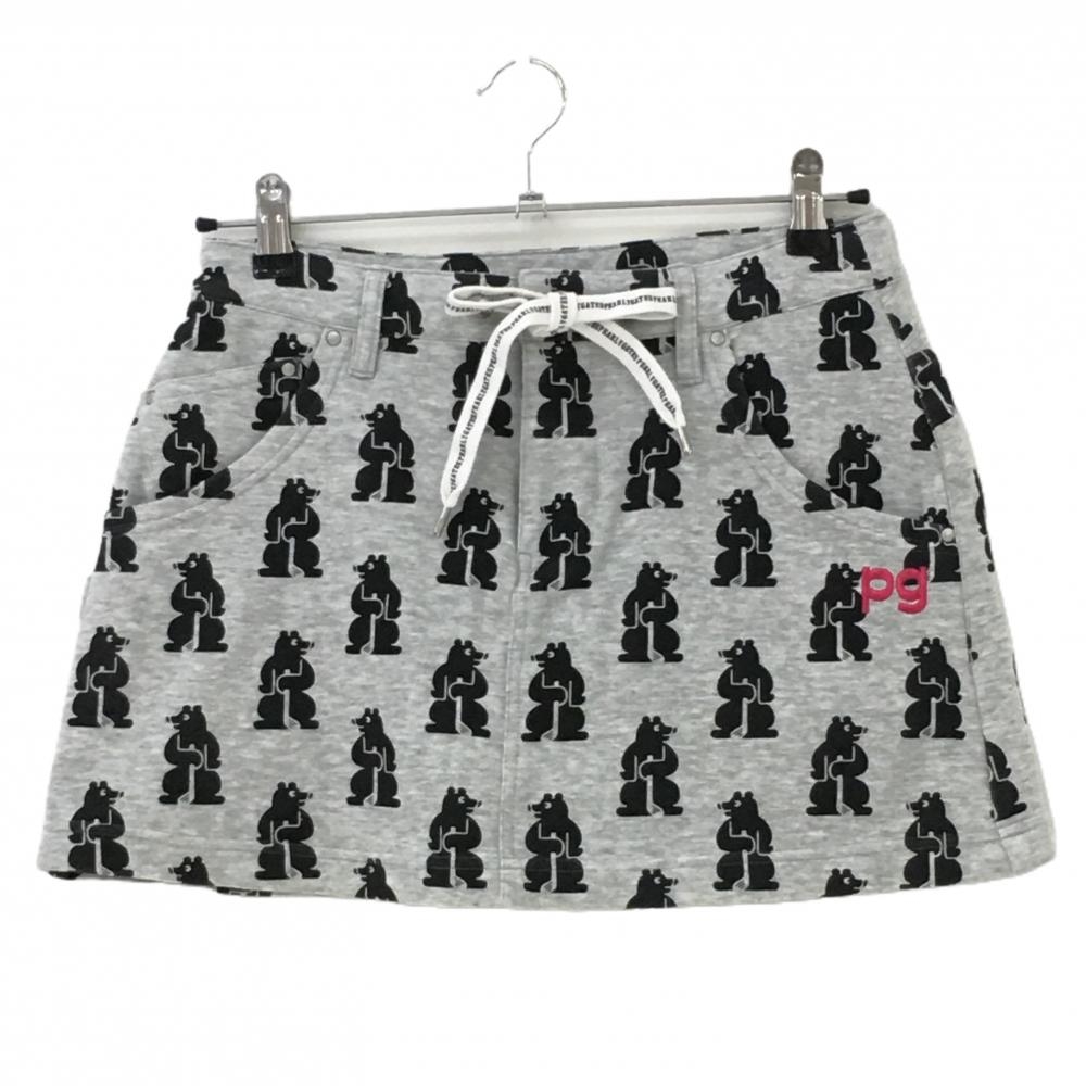 【美品】パーリーゲイツ スカート グレー×黒 総柄 ウエスト レディース 1(M) ゴルフウェア PEARLY GATES