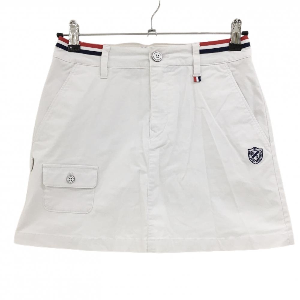 【美品】パーリーゲイツ スカート 白×ネイビー ウエストトリコロール レディース 0(S) ゴルフウェア PEARLY GATES