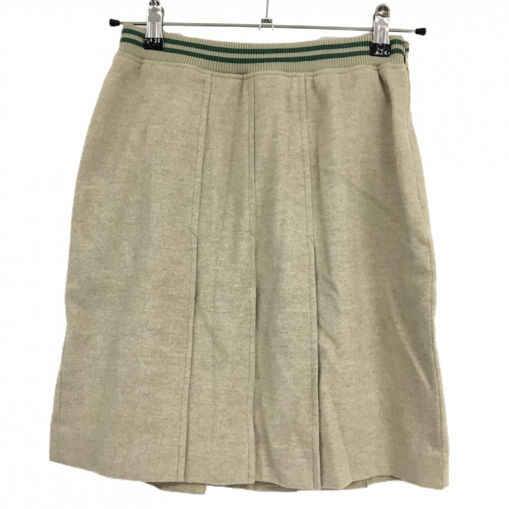 【超美品】パーリーゲイツ スカート ベージュ×グリーン ウエストゴム ウールインナーパンツ付 レディース 0(S) ゴルフウェア PEARLY GATES