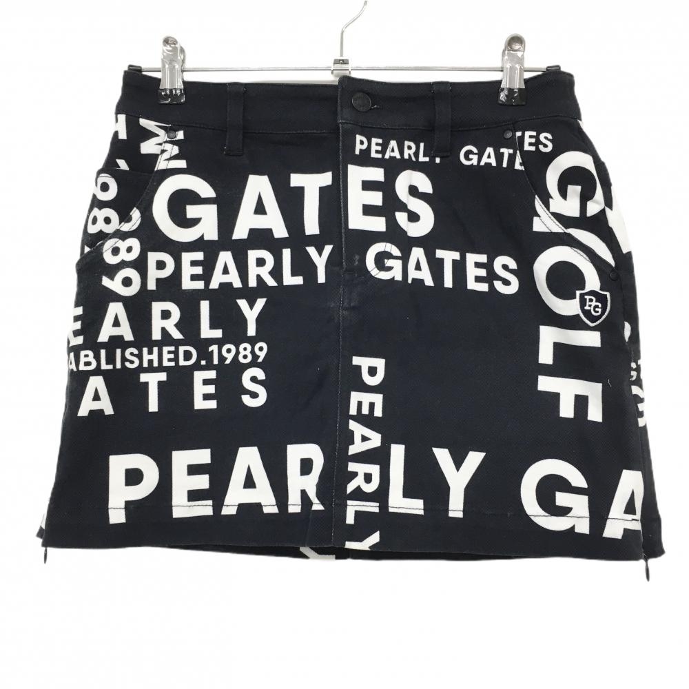 パーリーゲイツ スカート ネイビー×白 ロゴ総柄 内側30周年 ストレッチ レディース 0(S) ゴルフウェア PEARLY GATES