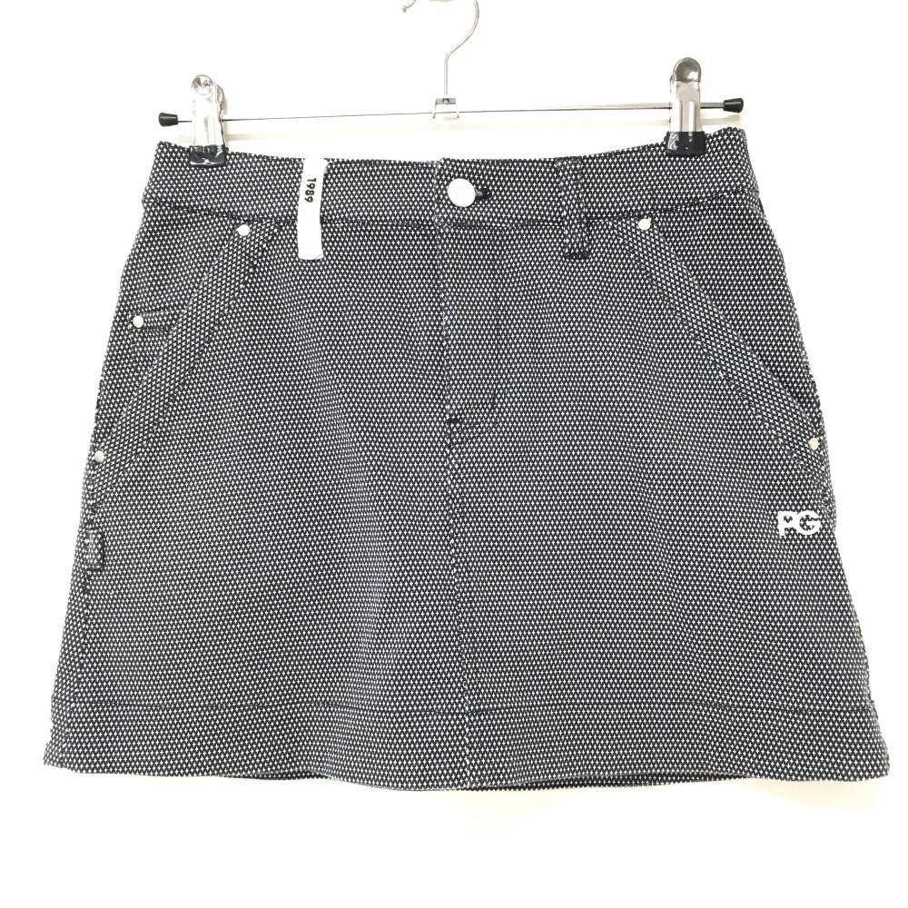 【美品】パーリーゲイツ スカート ネイビー×白 織生地 ストレッチ レディース 0(S) ゴルフウェア PEARLY GATES
