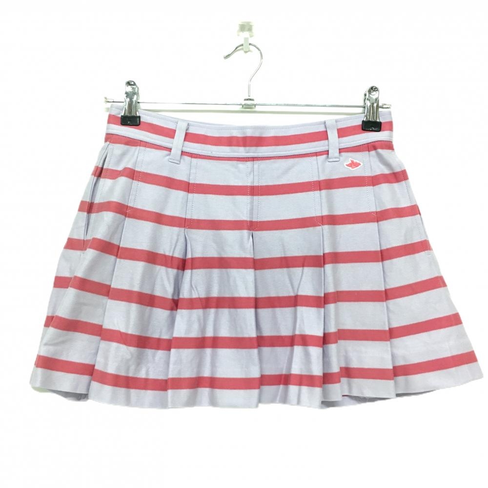 パーリーゲイツ プリーツスカート  ライトパープル×ピンク ボーダー レディース 0(S) ゴルフウェア PEARLY GATES