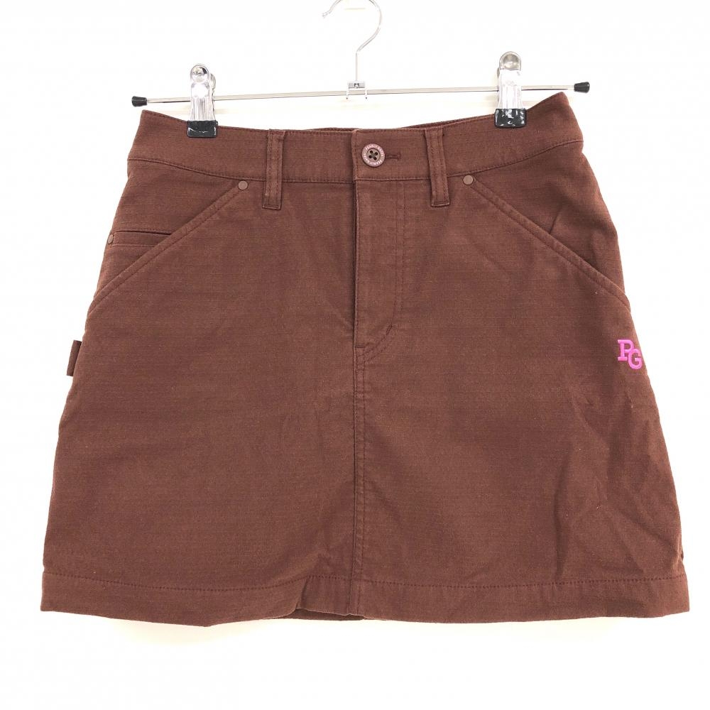 【美品】パーリーゲイツ スカート ブラウン 裏地付 ロゴピンク レディース 00(XS) ゴルフウェア 2023年モデル PEARLY GATES