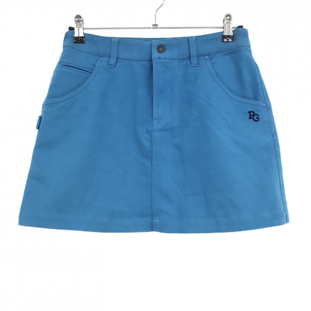 【美品】パーリーゲイツ スカート ブルー 表微起毛 ストレッチ レディース 1(M) ゴルフウェア PEARLY GATES