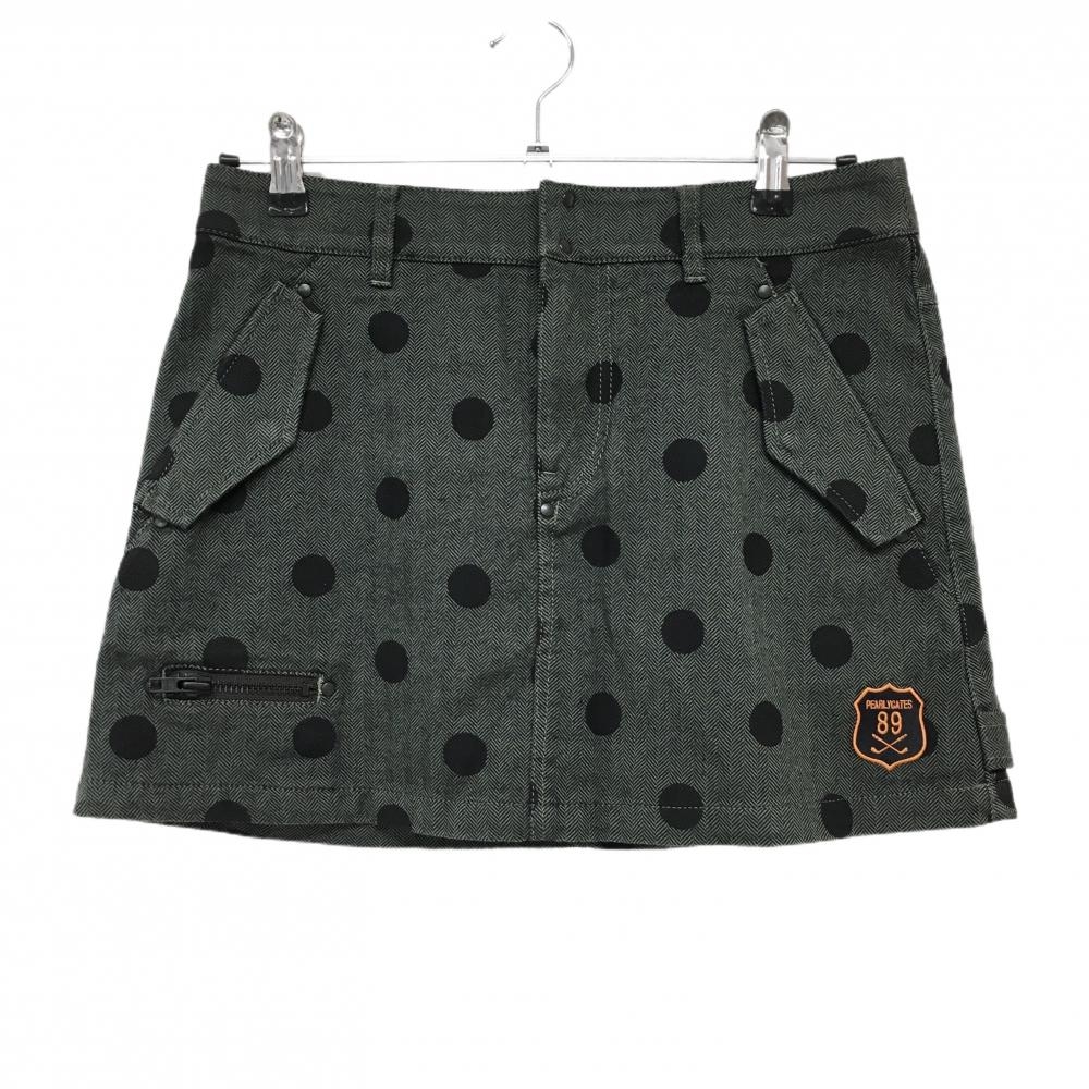 【超美品】パーリーゲイツ スカート グレー×黒 ヘリンボーン ドット ウール混 レディース 1(M) ゴルフウェア PEARLY GATES