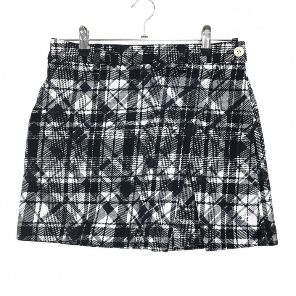 【超美品】パーリーゲイツ スカート 白×ブラック　 チェック ストレッチ レディース 0(S) ゴルフウェア 2024年モデル PEARLY GATES