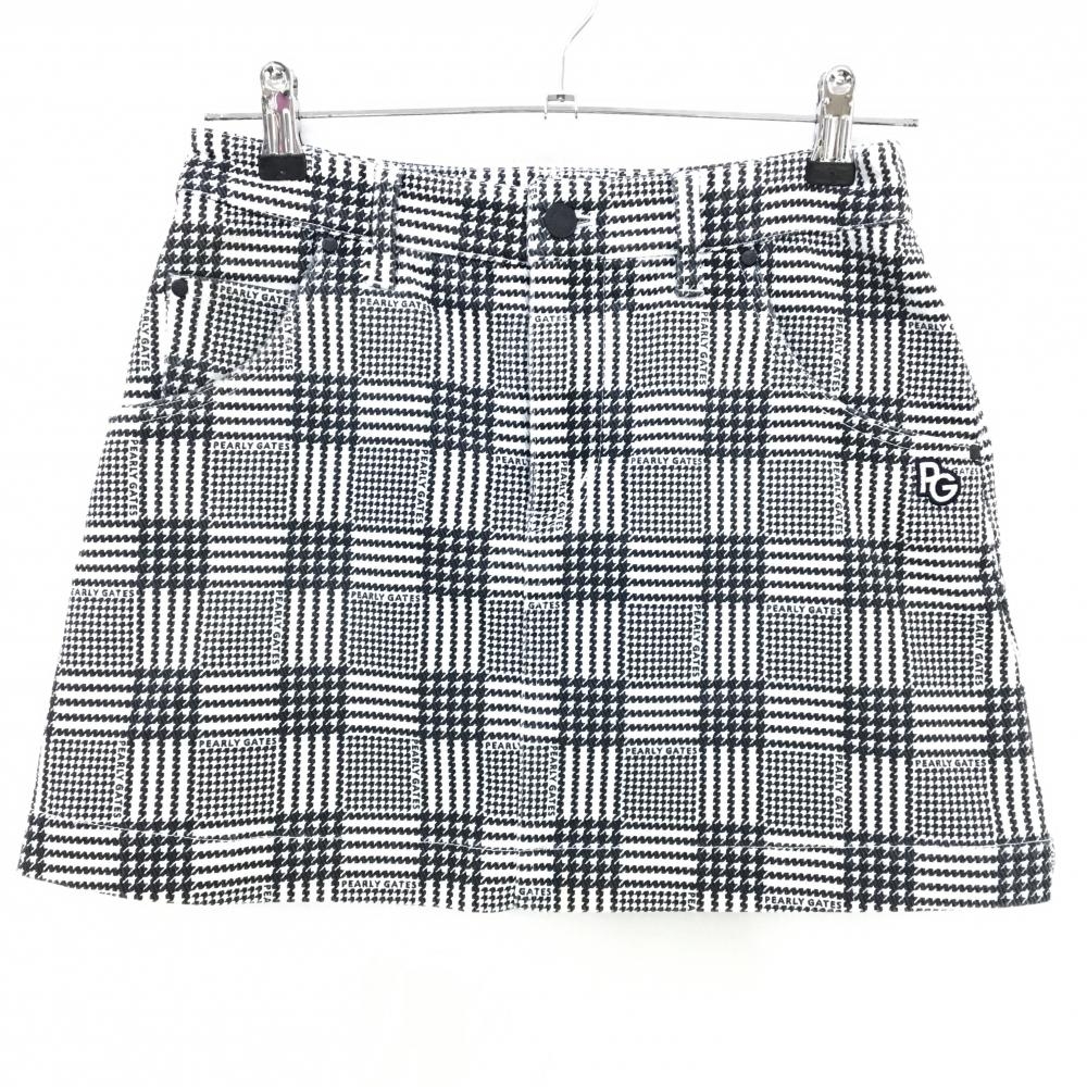 パーリーゲイツ スカート 黒×白 チェック レディース 0(S) ゴルフウェア PEARLY GATES