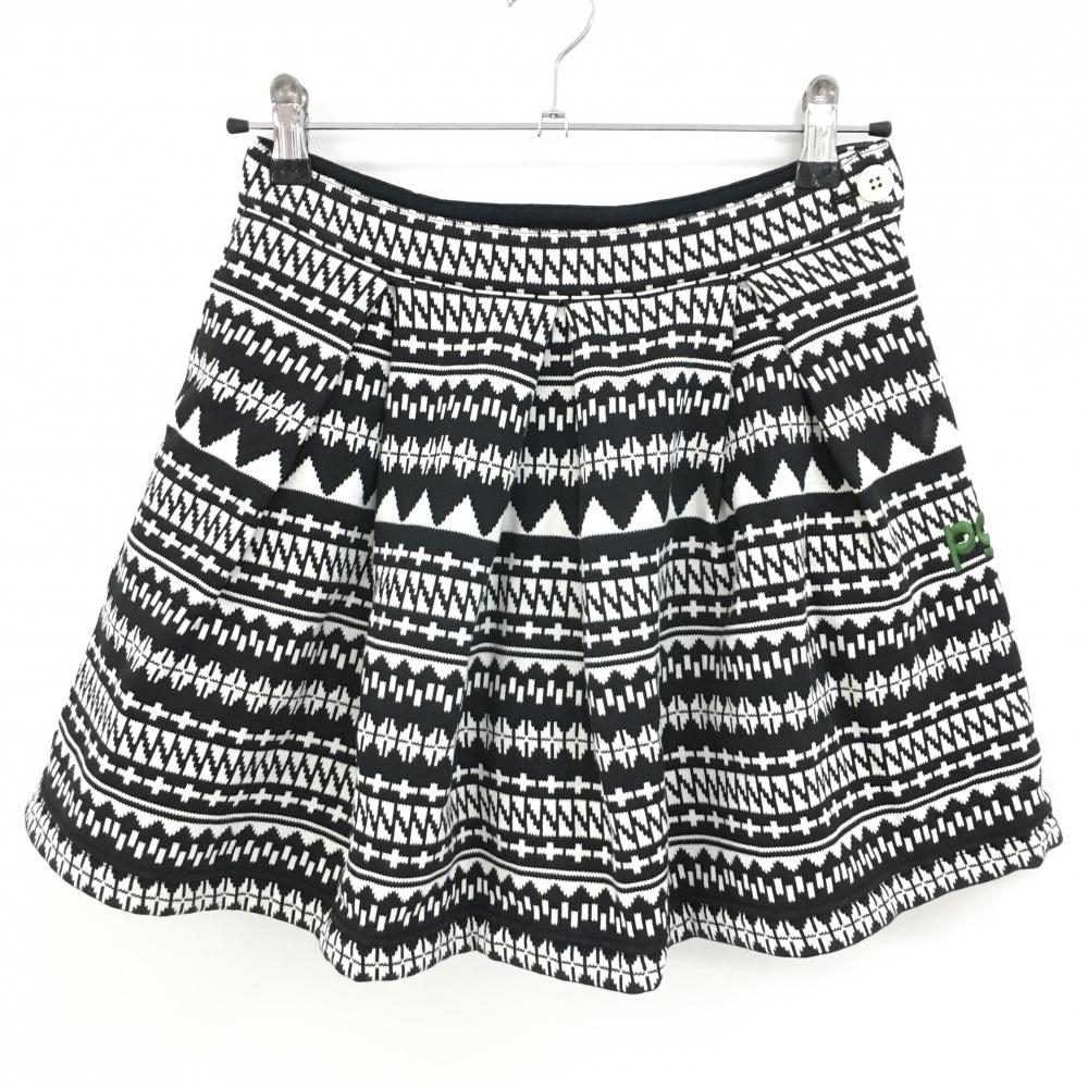 パーリーゲイツ スカート 白×黒 総柄 裏起毛  レディース 00(XS) ゴルフウェア PEARLY GATES