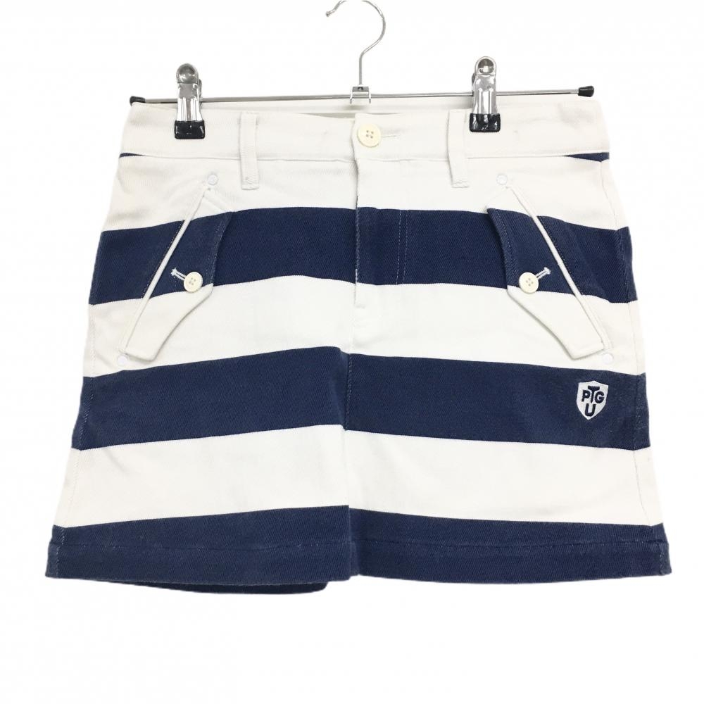 パーリーゲイツ スカート 白×ネイビー ボーダー レディース 0(S) ゴルフウェア PEARLY GATES