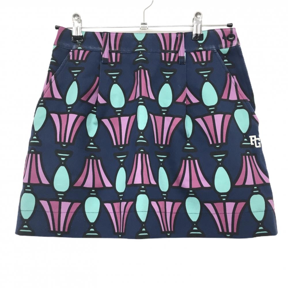 パーリーゲイツ スカート ネイビー×ピンク 総柄 レディース 00(XS) ゴルフウェア PEARLY GATES