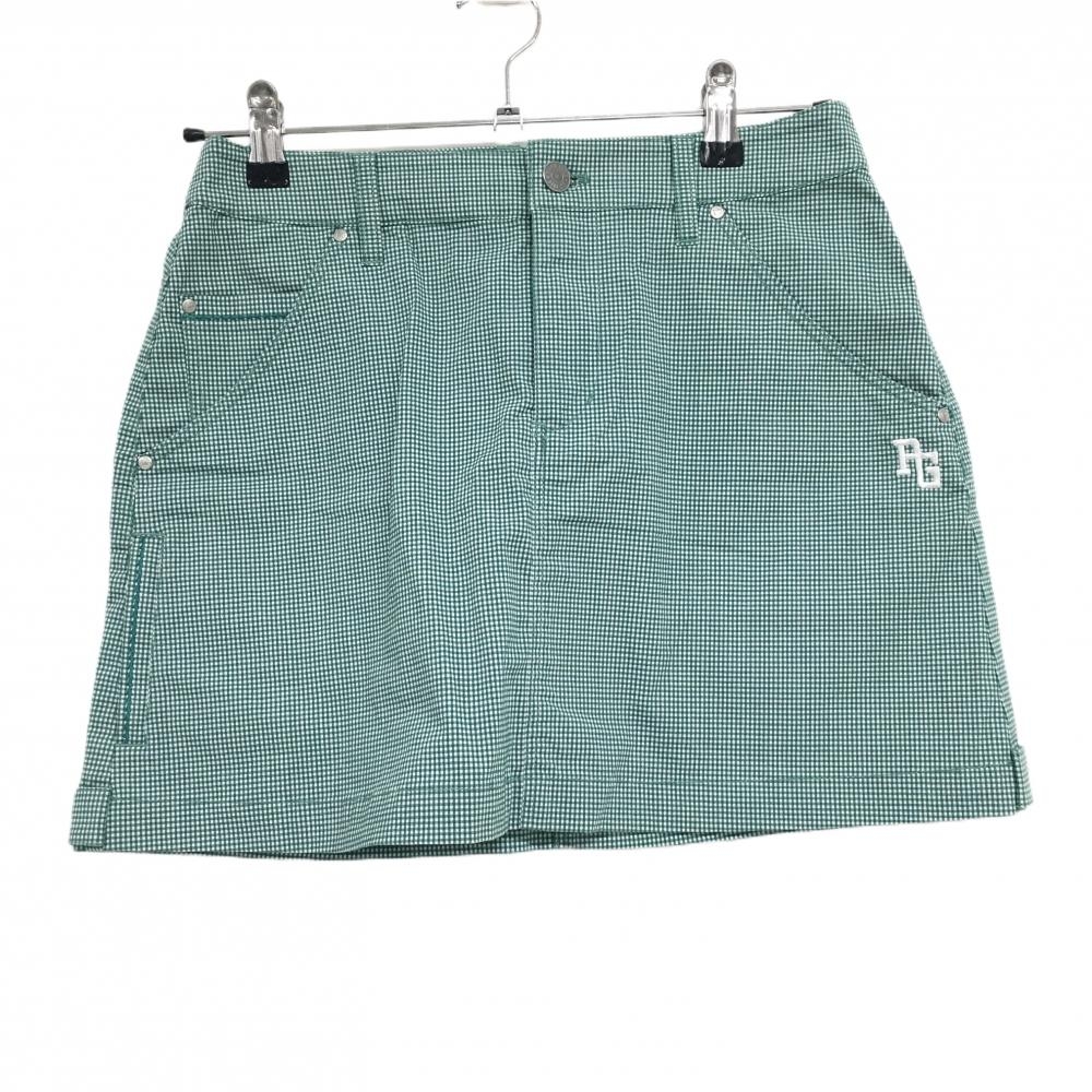 【美品】パーリーゲイツ スカート グリーン×白 チェック ストレッチ レディース 0(S) ゴルフウェア PEARLY GATES