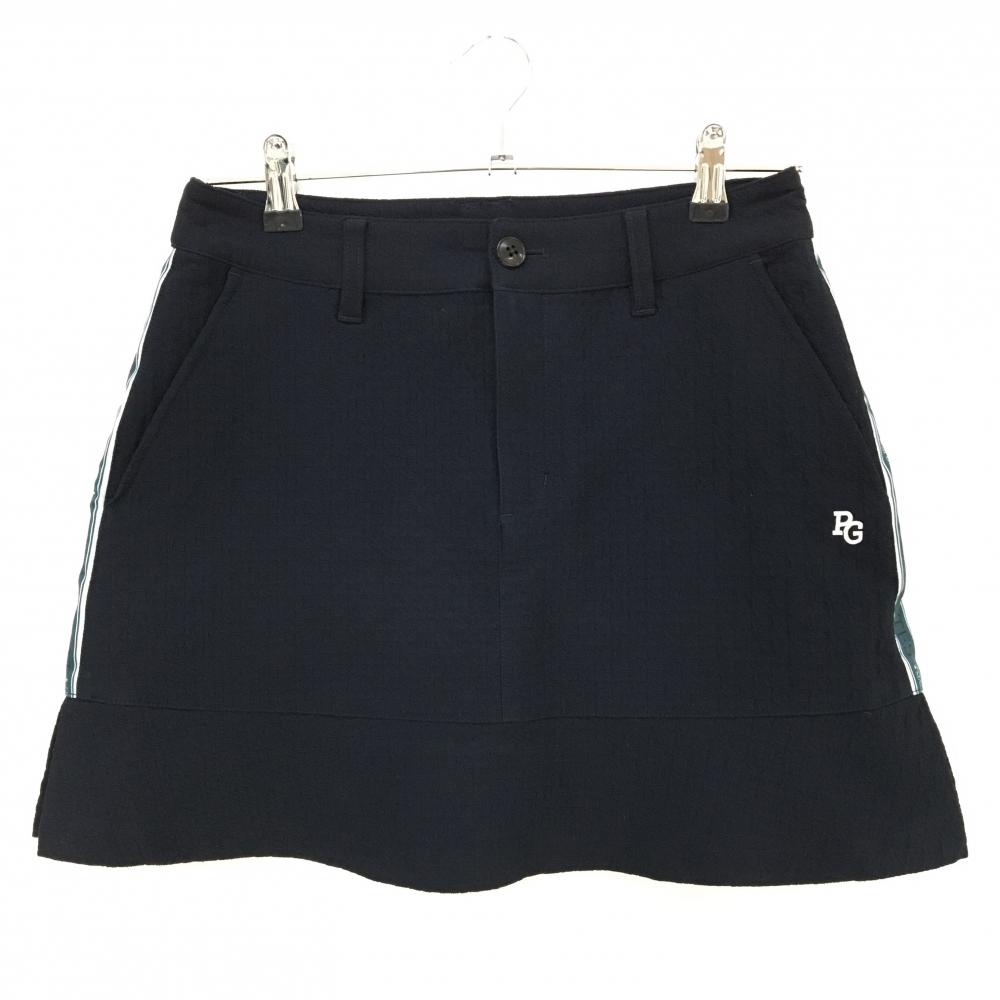 【超美品】パーリーゲイツ スカート ダークネイビー サイドロゴ 凹凸生地 レディース 1(M) ゴルフウェア 2024年モデル PEARLY GATES
