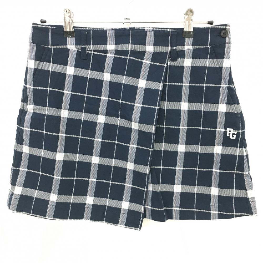 【超美品】パーリーゲイツ スカート ネイビー×白×ライトグレー チェック 30周年  レディース 2(L) ゴルフウェア PEARLY GATES
