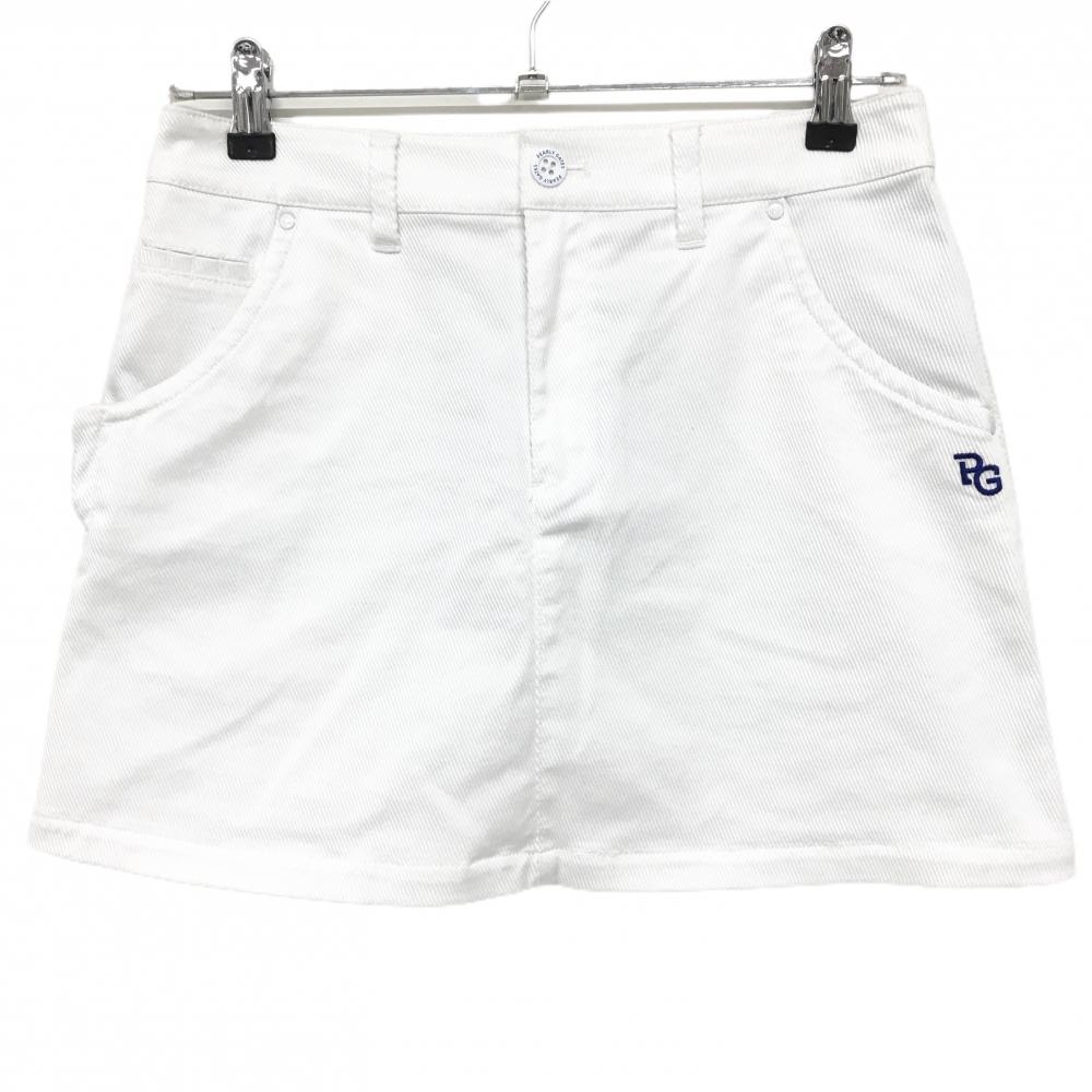 【超美品】パーリーゲイツ スカート 白 無地 後ロゴ刺しゅう レディース 1(M) ゴルフウェア 2023年モデル PEARLY GATES
