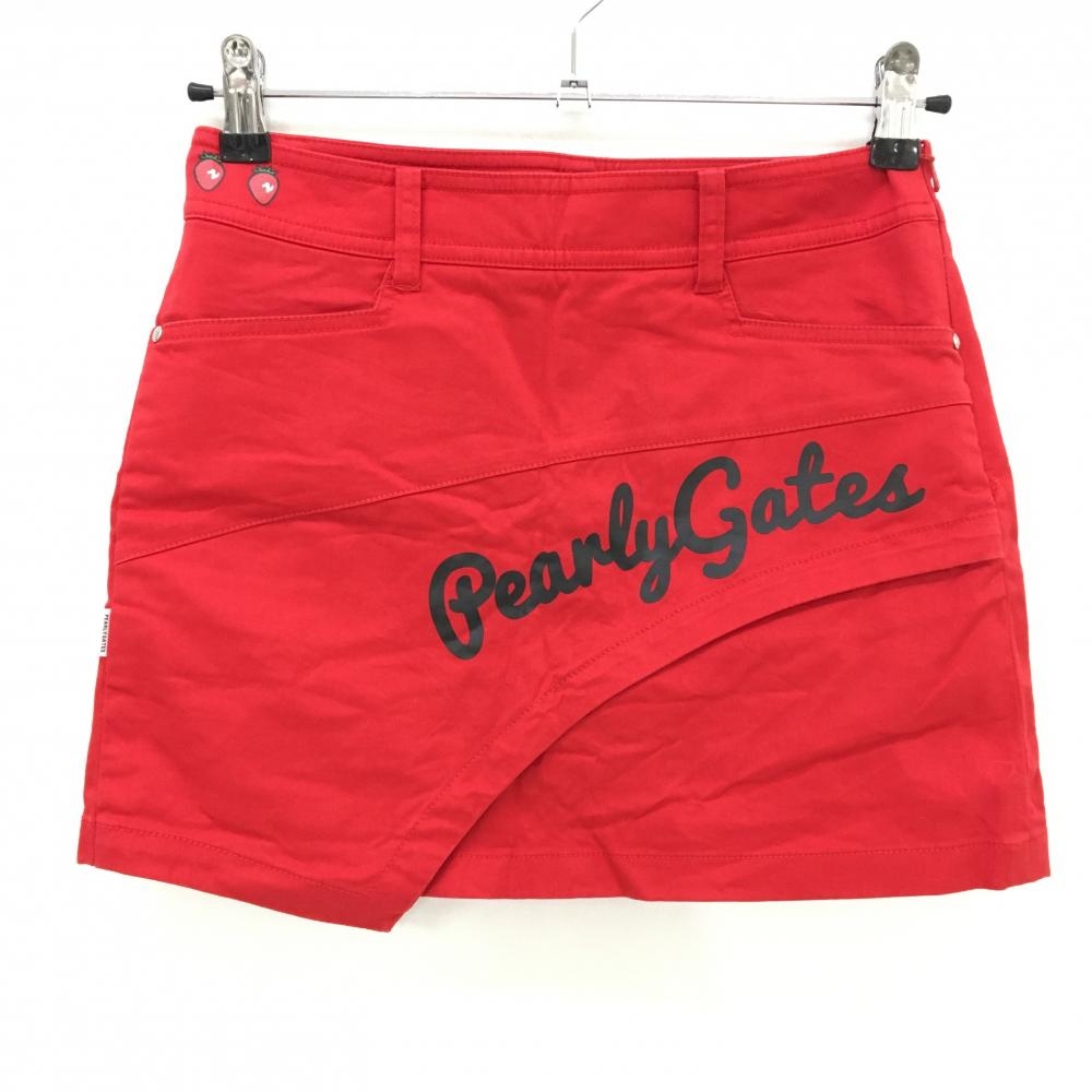 【美品】パーリーゲイツ スカート レッド フルーツワッペン 韓国モデル イチゴ  レディース 0(S) ゴルフウェア PEARLY GATES