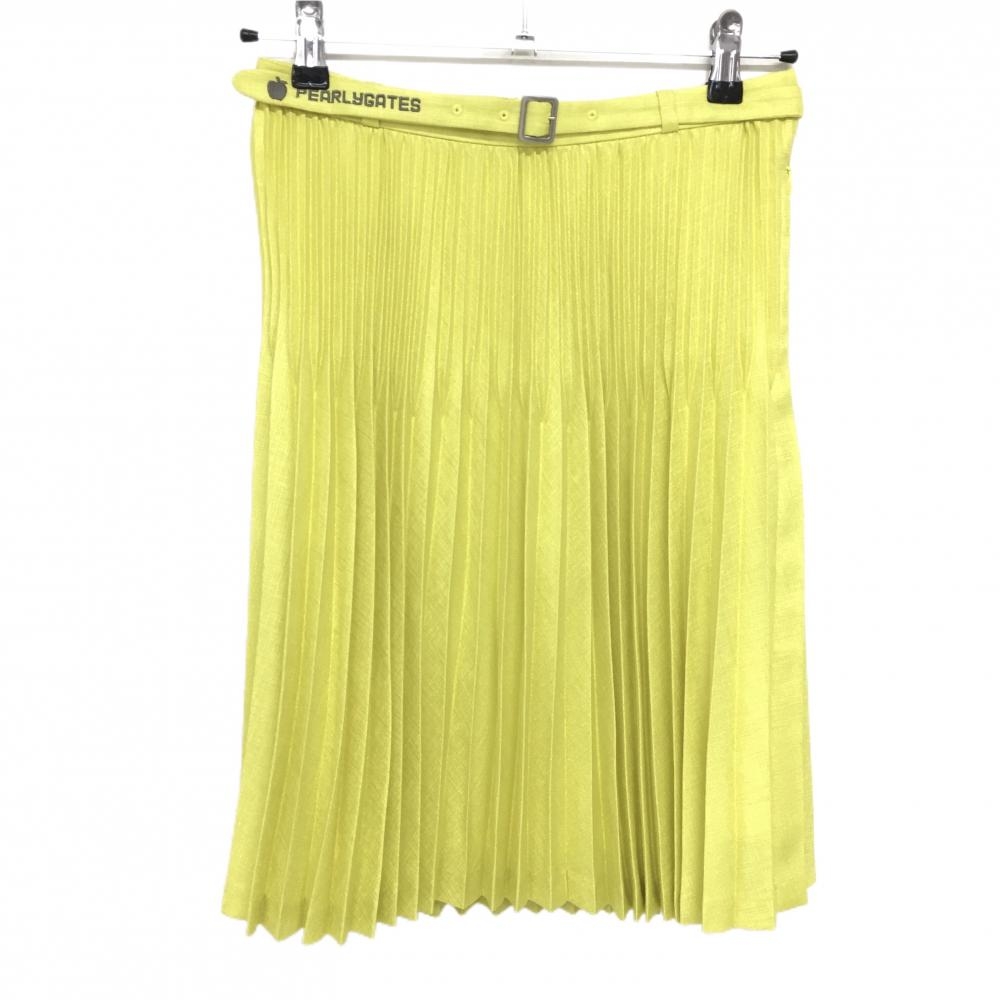 【超美品】パーリーゲイツ プリーツスカート イエロー 共布ベルト 裏地付  レディース 1(M) ゴルフウェア PEARLY GATES