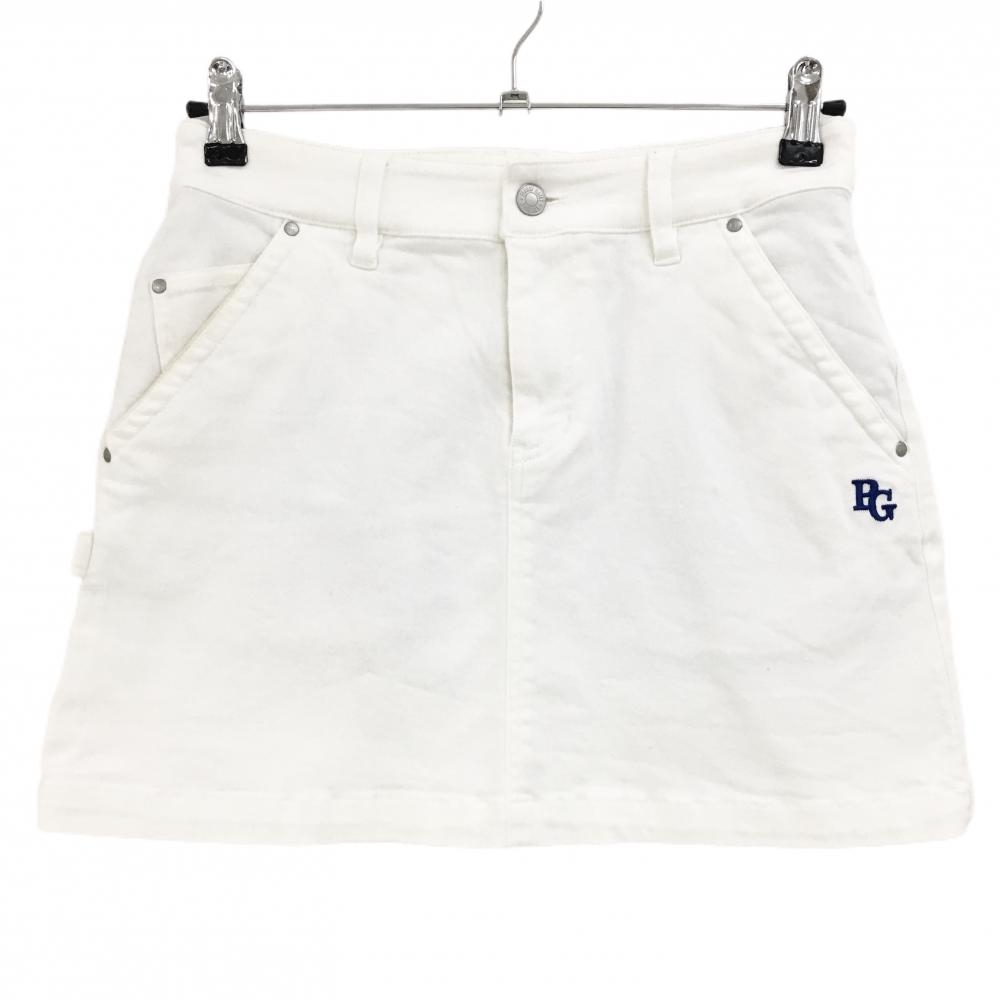 【美品】パーリーゲイツ スカート 白 ストレッチ 30周年 内側ニコちゃん  レディース 0(S) ゴルフウェア PEARLY GATES