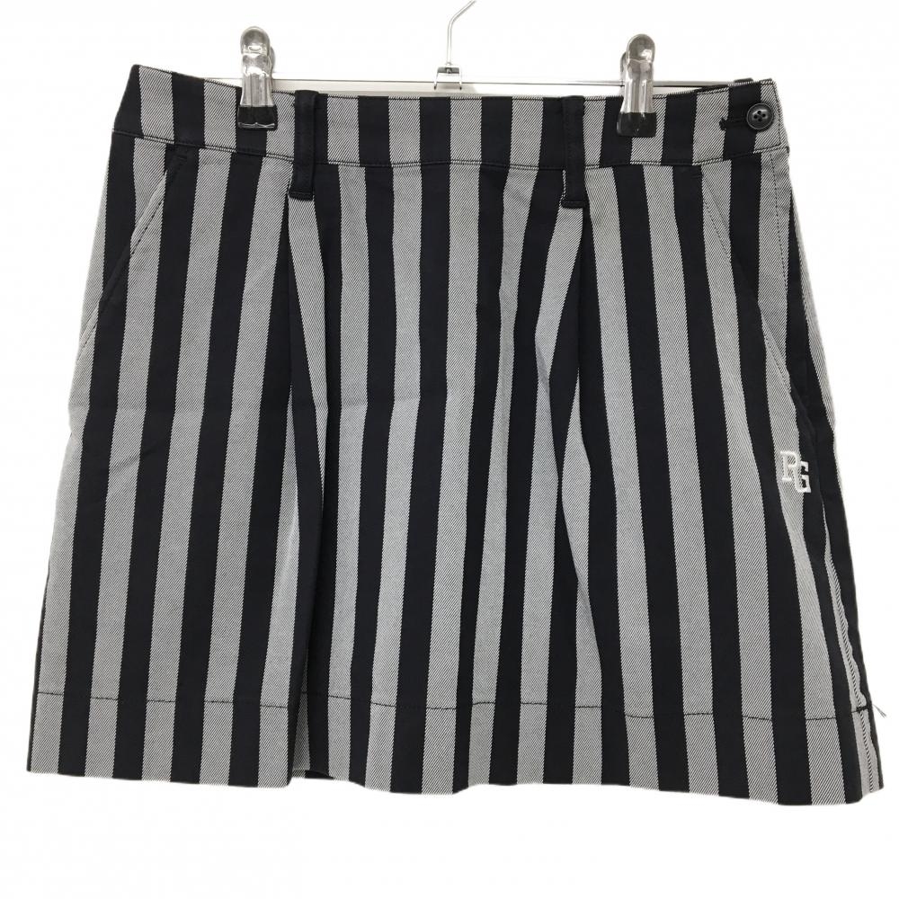【美品】パーリーゲイツ スカート 黒×グレー ストライプ レディース 0(S) ゴルフウェア PEARLY GATES