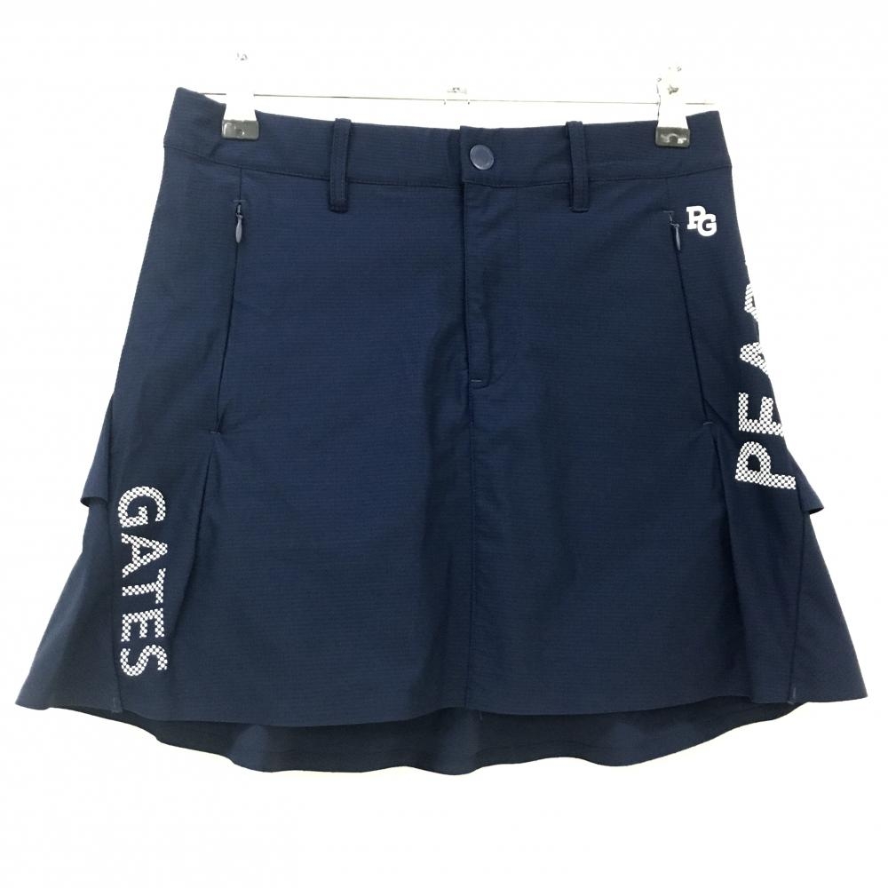 【超美品】パーリーゲイツ スカート ネイビー×白 後3段フリル レディース 0(S) ゴルフウェア 2023年モデル PEARLY GATES