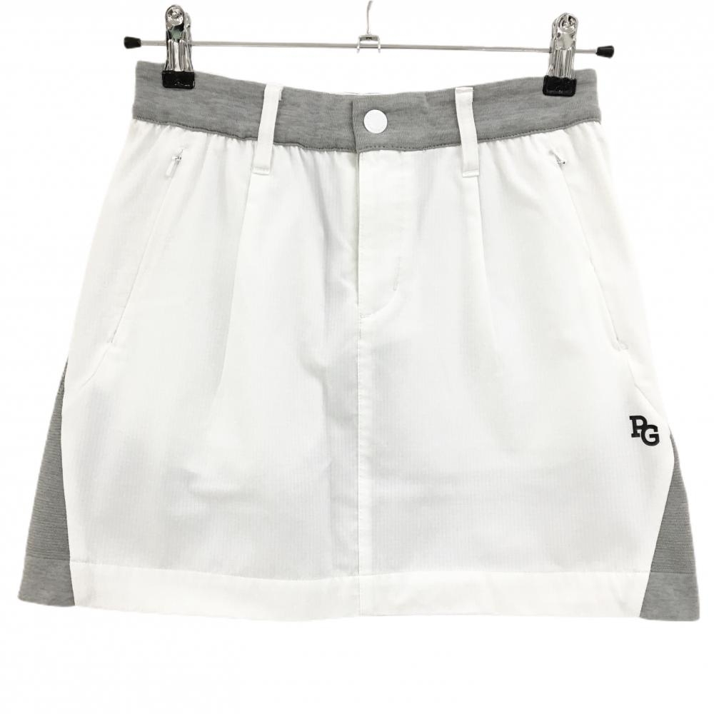 パーリーゲイツ 異素材スカート 白×グレー 後ロゴ レディース 0(S) ゴルフウェア PEARLY GATES