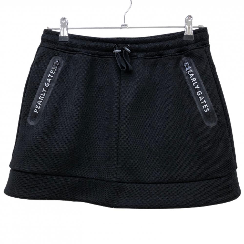 パーリーゲイツ スカート 黒×白 ポケット口ロゴ  レディース 1(M) ゴルフウェア PEARLY GATES