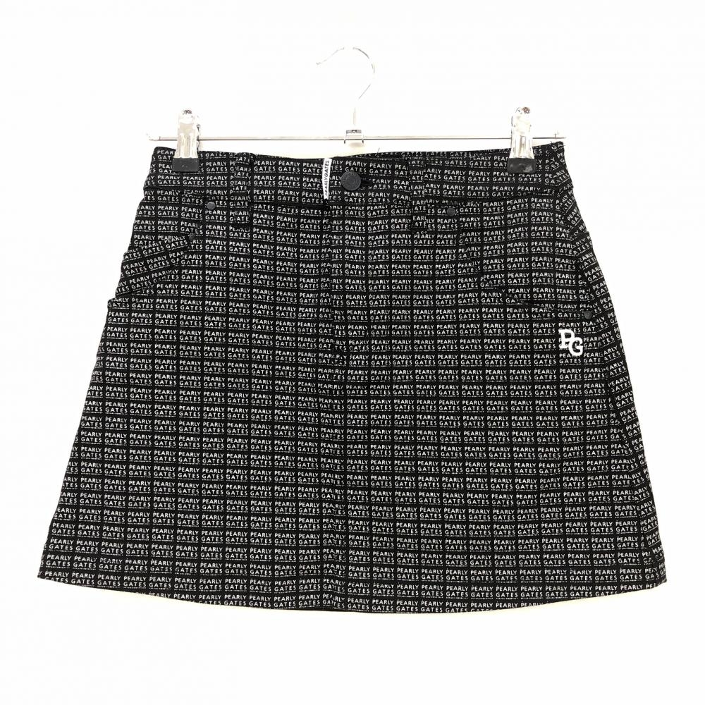 【超美品】パーリーゲイツ スカート 黒×白 ロゴ総柄  レディース 00(XS) ゴルフウェア PEARLY GATES
