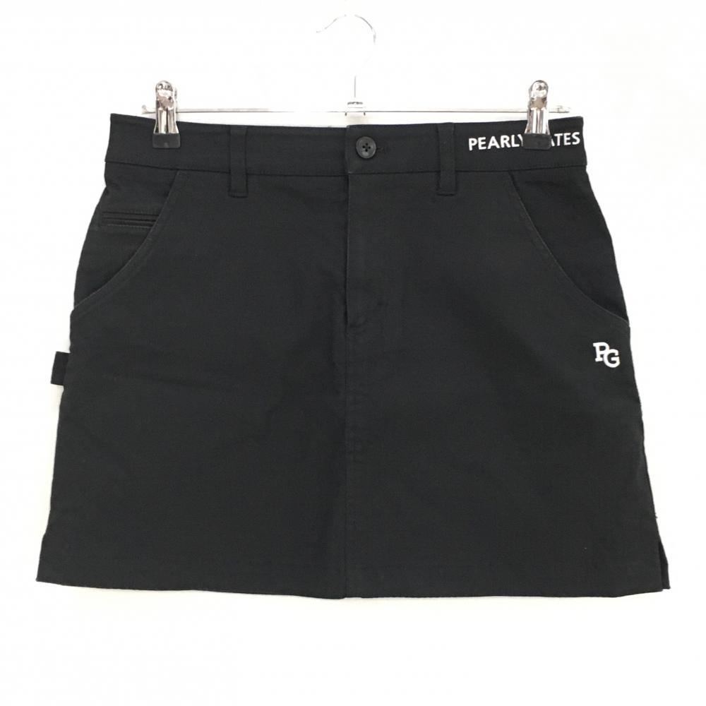 【美品】パーリーゲイツ スカート 黒 ロゴ白  レディース 1(M) ゴルフウェア PEARLY GATES