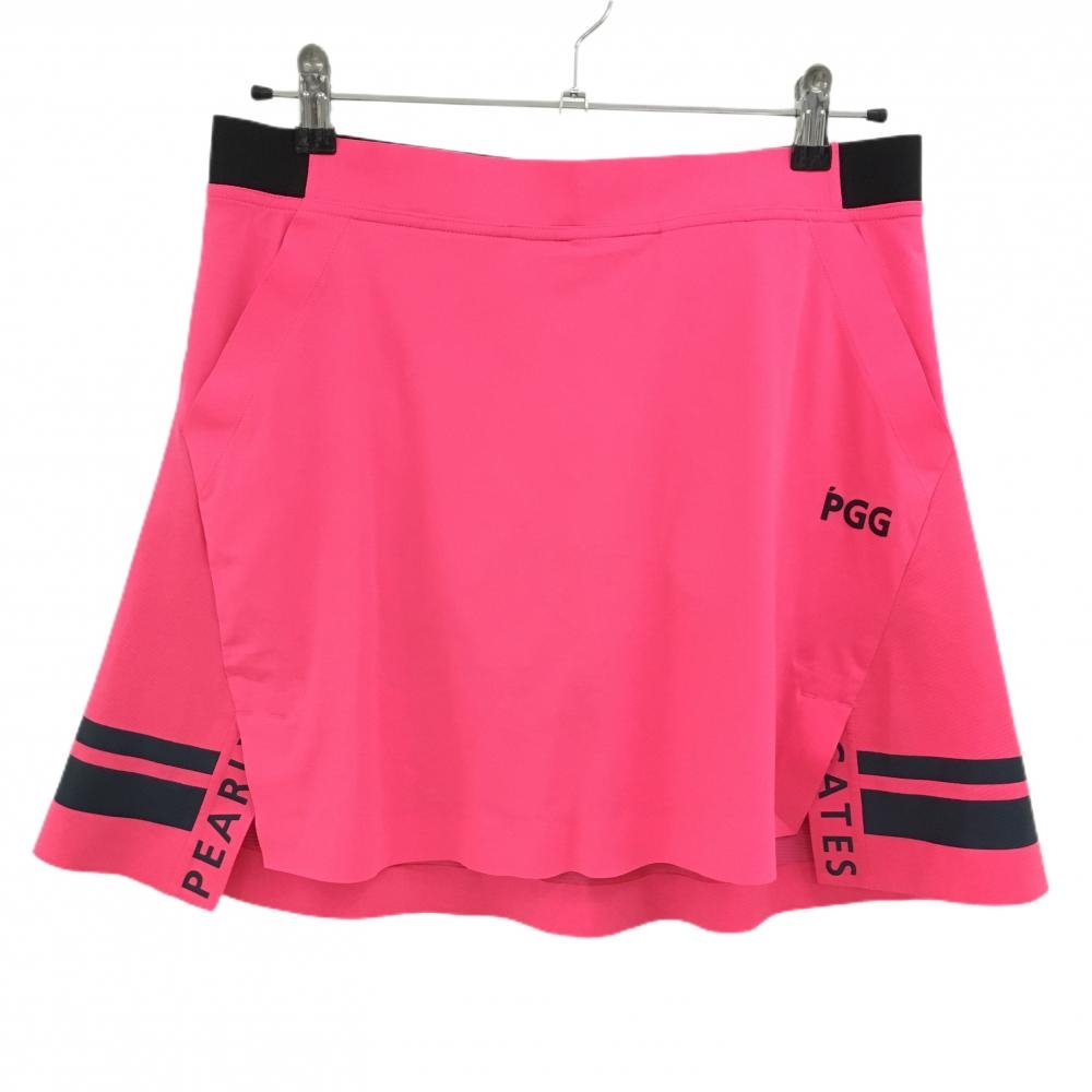【美品】PGGパーリーゲイツ スカート ピンク×黒 切替 ウエスト一部ゴム レディース 1(M) ゴルフウェア PEARLY GATES
