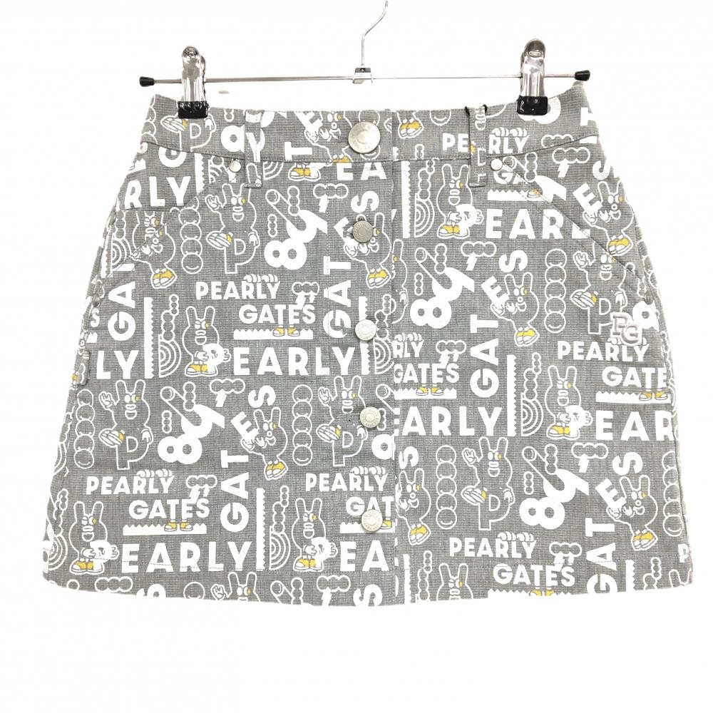 【新品】パーリーゲイツ スカート グレー×白 総柄 どうしちゃったPG  レディース 0(S) ゴルフウェア PEARLY GATES