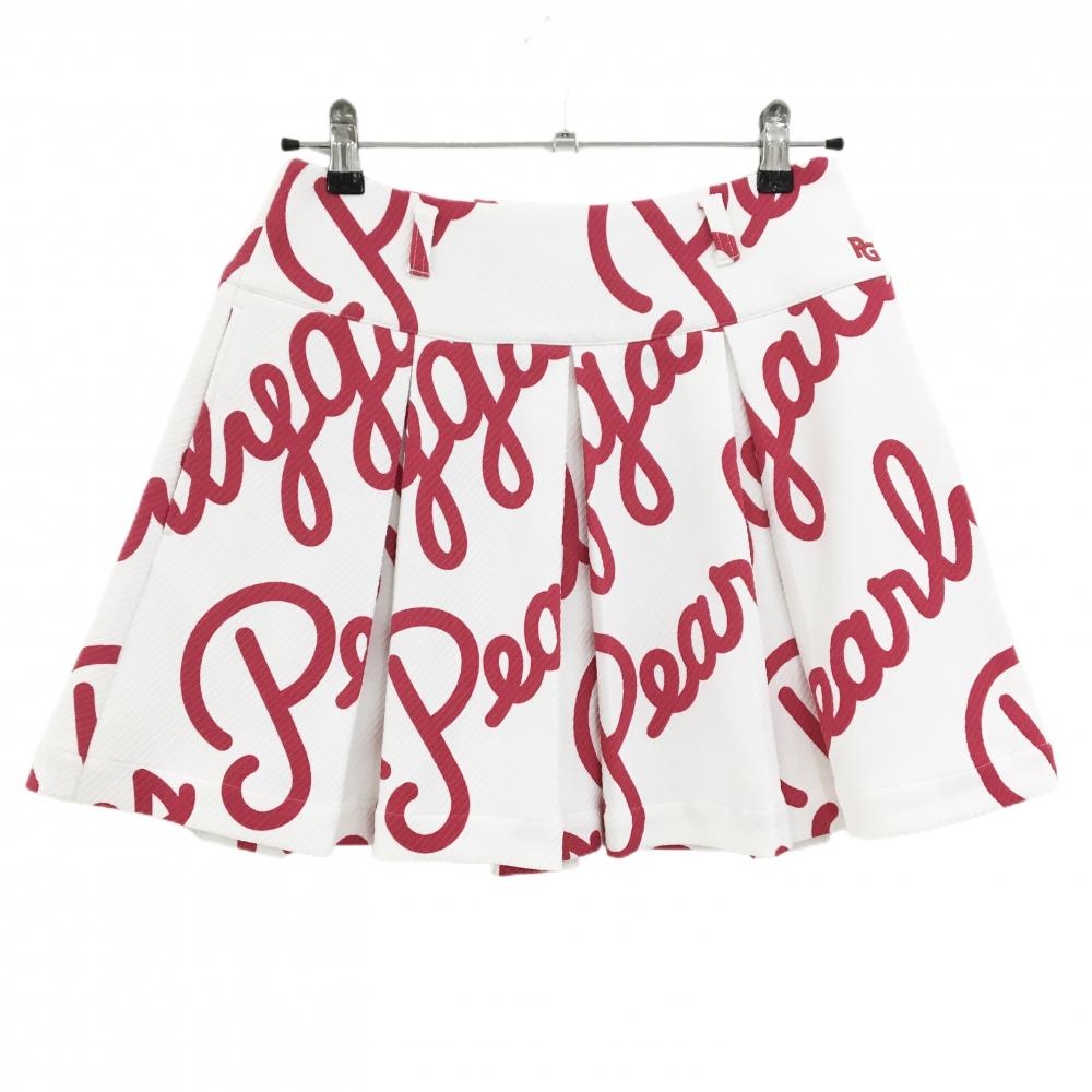 【美品】パーリーゲイツ スカート 白×ピンク ロゴ総柄 レディース 1(M) ゴルフウェア 2023年モデル PEARLY GATES