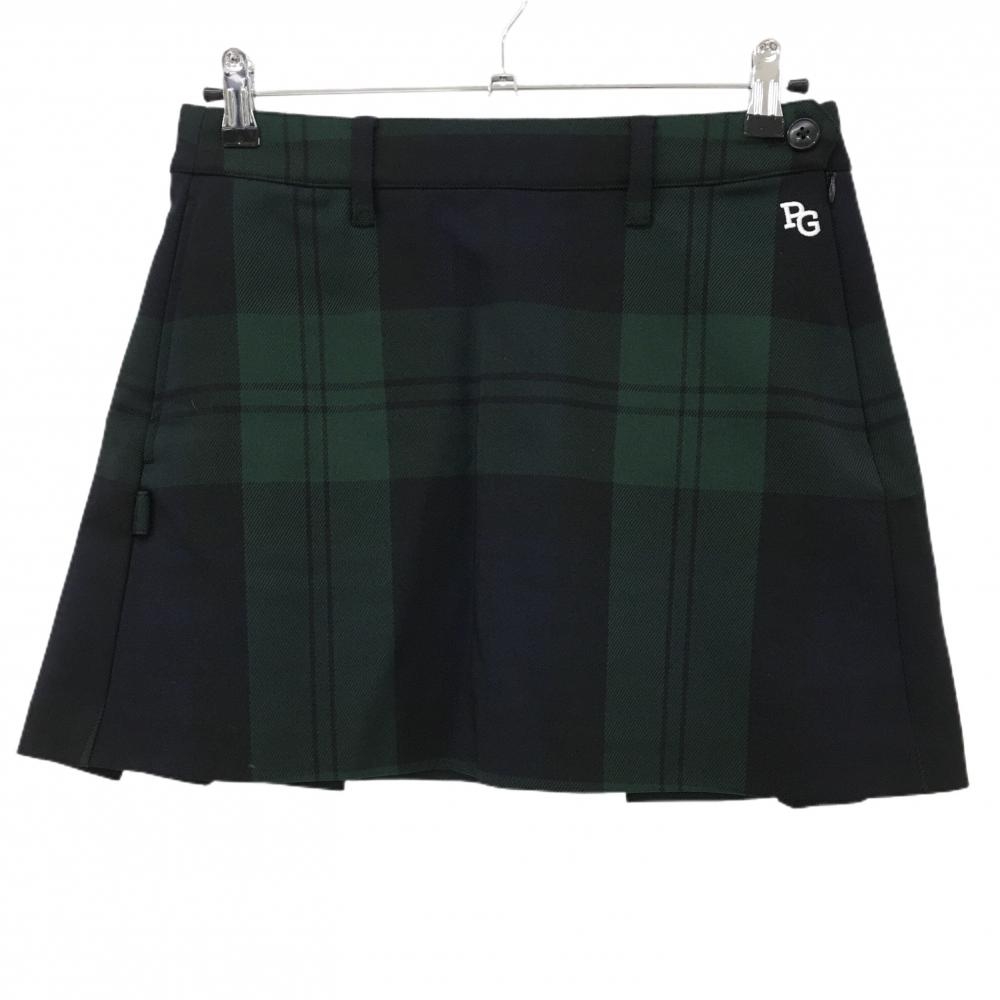 【美品】パーリーゲイツ スカート グリーン×ネイビー チェック レディース 1(M) ゴルフウェア 2023年モデル PEARLY GATES