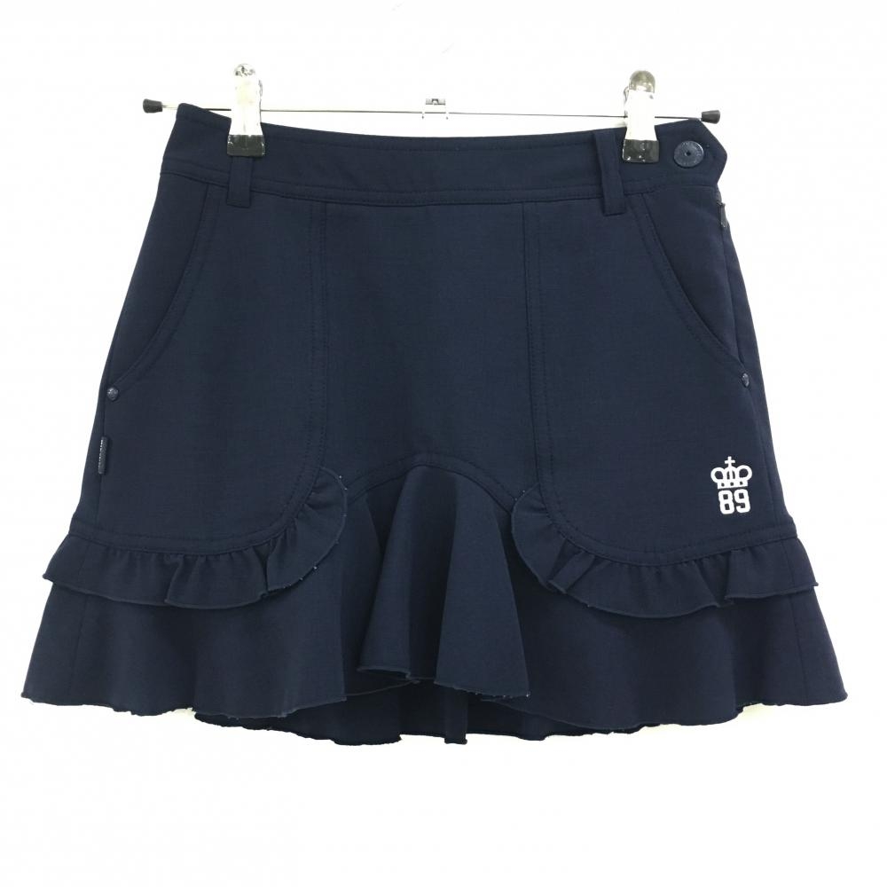【美品】パーリーゲイツ スカート ネイビー 裾フレア 韓国モデル  レディース -0 ゴルフウェア PEARLY GATES