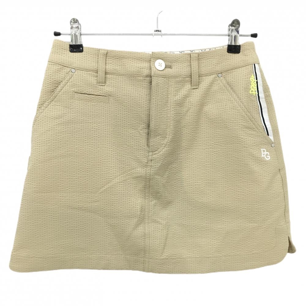 【美品】パーリーゲイツ スカート ベージュ サッカー生地 ロゴ白 レディース 0(S) ゴルフウェア 2024年モデル PEARLY GATES